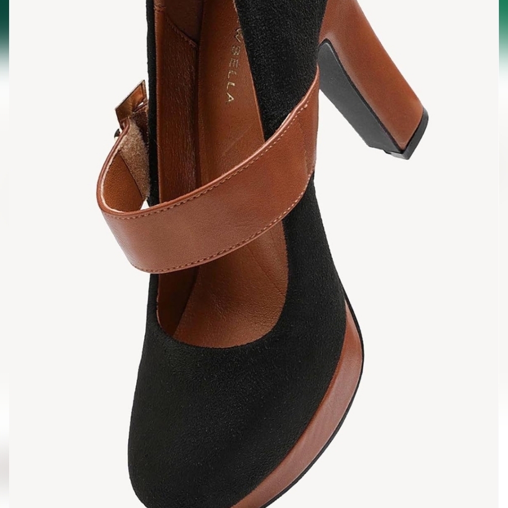 NEWBELLA Women's Platform Pumps Block Heels Round Toes NWT Size 9